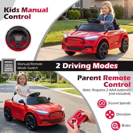 Coche eléctrico infantil 12V Ford Mach E con licencia, control parental y bocina