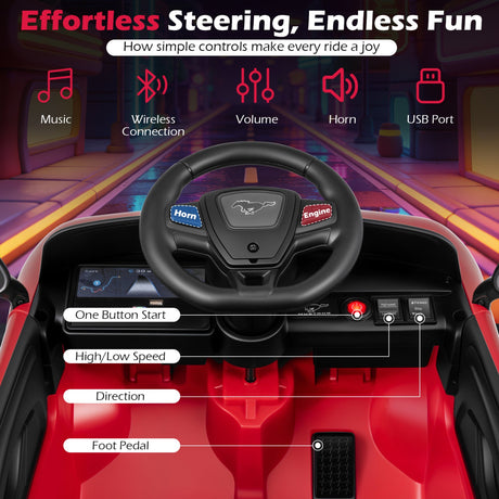 Coche eléctrico infantil 12V Ford Mach E con licencia, control parental y bocina