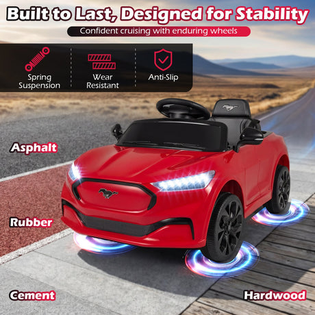 Coche eléctrico infantil 12V Ford Mach E con licencia, control parental y bocina
