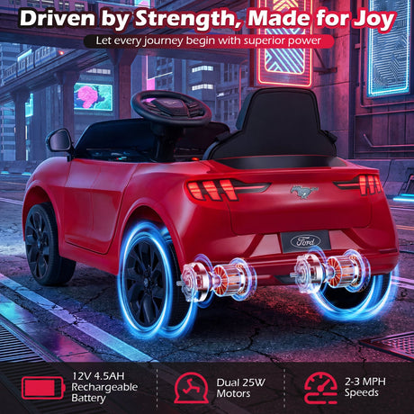 Coche eléctrico infantil 12V Ford Mach E con licencia, control parental y bocina