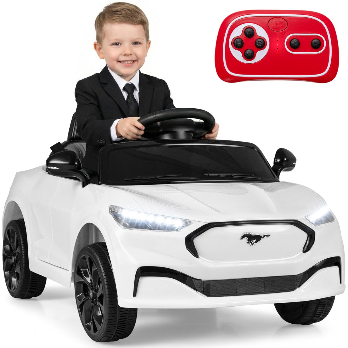 Coche eléctrico infantil 12V Ford Mach E con licencia, control parental y bocina