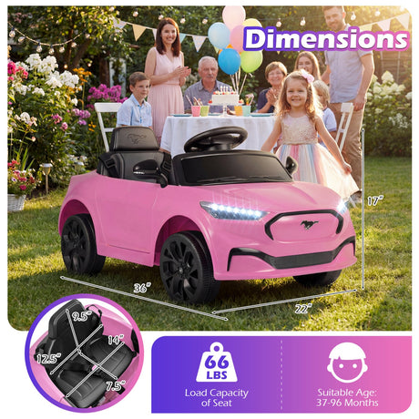 Coche eléctrico infantil 12V Ford Mach E con licencia, control parental y bocina