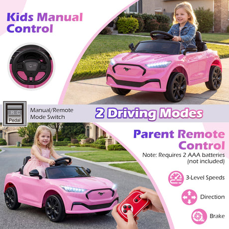 Coche eléctrico infantil 12V Ford Mach E con licencia, control parental y bocina