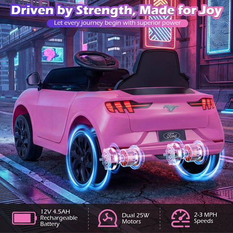 Coche eléctrico infantil 12V Ford Mach E con licencia, control parental y bocina
