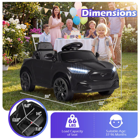 Coche eléctrico infantil 12V Ford Mach E con licencia, control parental y bocina