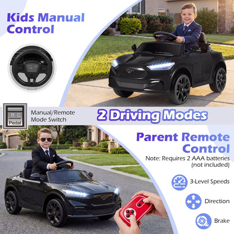 Coche eléctrico infantil 12V Ford Mach E con licencia, control parental y bocina
