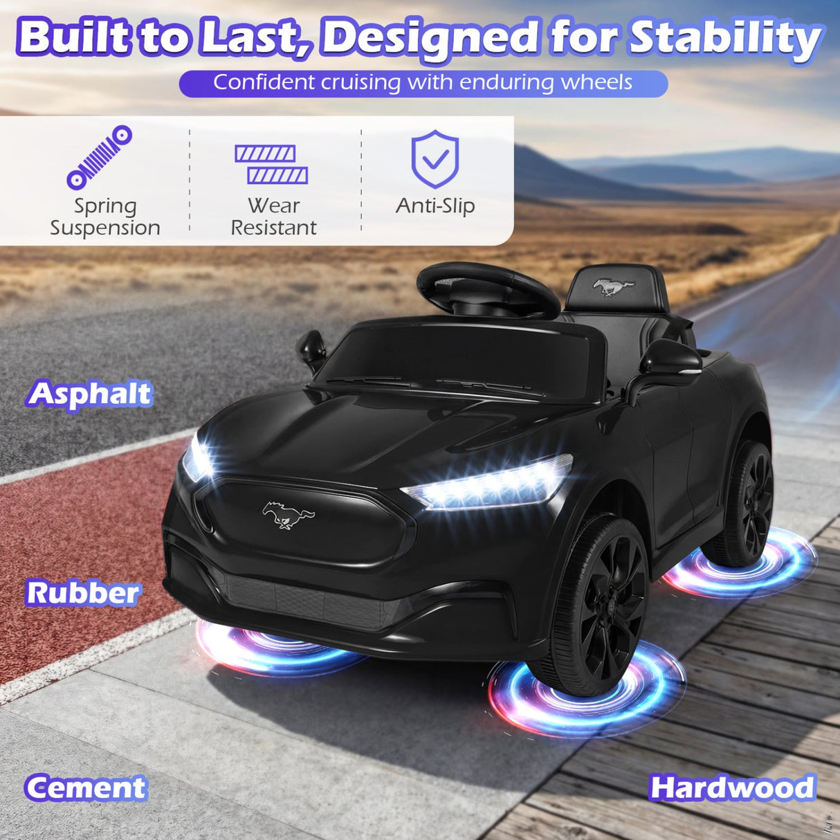 Coche eléctrico infantil 12V Ford Mach E con licencia, control parental y bocina