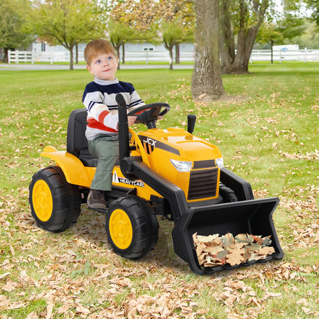 Excavadora infantil de 12 V con pala excavadora ajustable - Amarillo