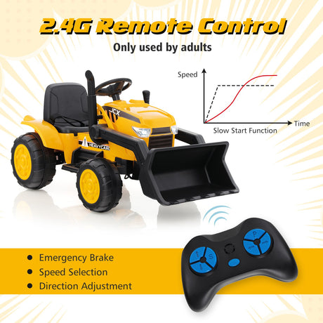 Excavadora infantil de 12 V con pala excavadora ajustable - Amarillo