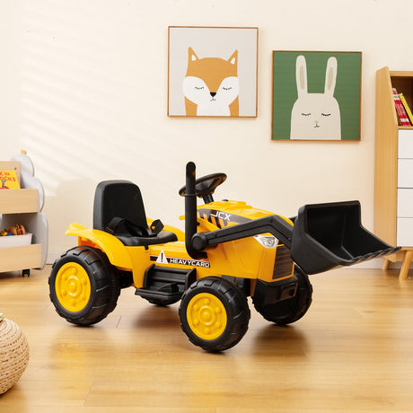 Excavadora infantil de 12 V con pala excavadora ajustable - Amarillo