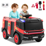 Camión de bomberos eléctrico para niños de 12 V con 2 asientos, control remoto y pistola de agua - Rojo