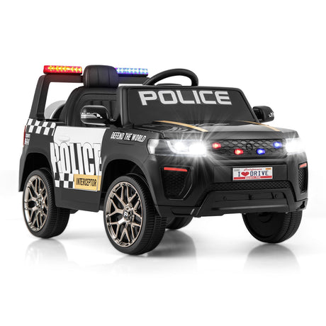 Coche de policía eléctrico de 12 V para niños con control remoto y luces intermitentes de sirena