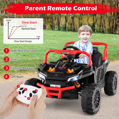 Camioneta eléctrica para niños de 12 V con control remoto parental y luces