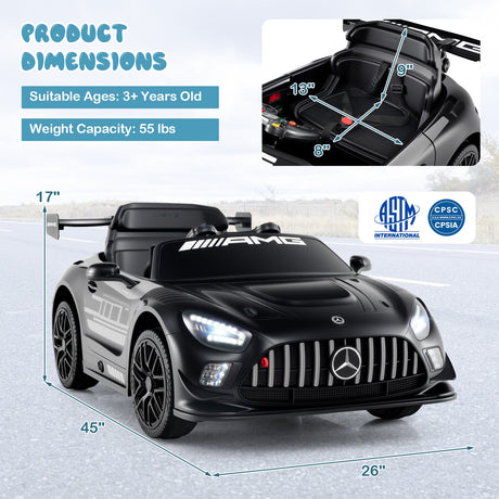 Coche Eléctrico para Niños Mercedes-AMG GT3 con Licencia y Velocidad Ajustable de 12V