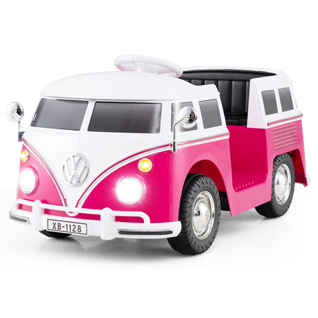 Coche Eléctrico 12V con Licencia Volkswagen Bus con Portavasos y Faros LED para Mayores de 3 Años