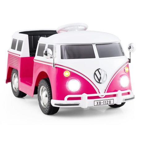 Coche Eléctrico 12V con Licencia Volkswagen Bus con Portavasos y Faros LED para Mayores de 3 Años
