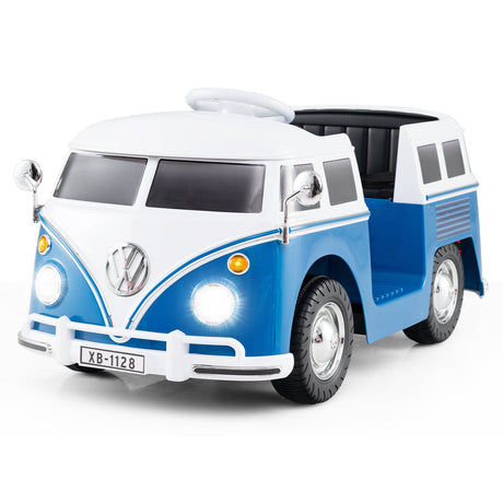 Coche Eléctrico 12V con Licencia Volkswagen Bus con Portavasos y Faros LED para Mayores de 3 Años