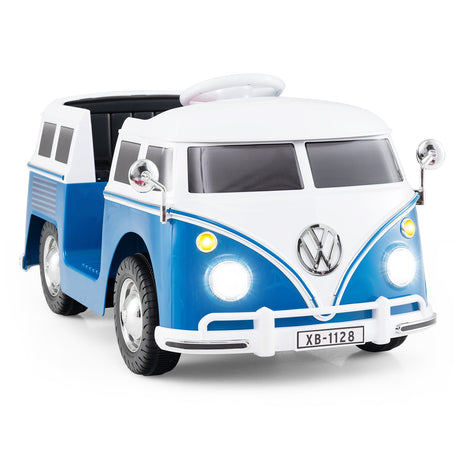 Coche Eléctrico 12V con Licencia Volkswagen Bus con Portavasos y Faros LED para Mayores de 3 Años