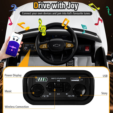 Coche Eléctrico para Niños de 12V con Licencia Chevrolet y Mando a Distancia, Regalo para Mayores de 3 Años