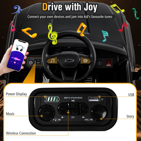 Coche Eléctrico para Niños de 12V con Licencia Chevrolet y Mando a Distancia, Regalo para Mayores de 3 Años