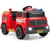 Camión de Bomberos Eléctrico de 12V con Cañón de Agua e Interfono - Rojo