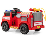 Camión de Bomberos Eléctrico de 12V con Cañón de Agua e Interfono - Rojo