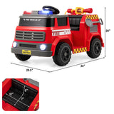 Camión de Bomberos Eléctrico de 12V con Cañón de Agua e Interfono - Rojo