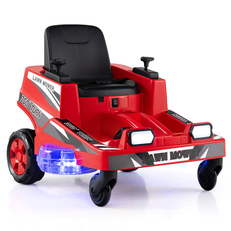 Cortacésped de 12 V para niños con joysticks de doble control y luces LED