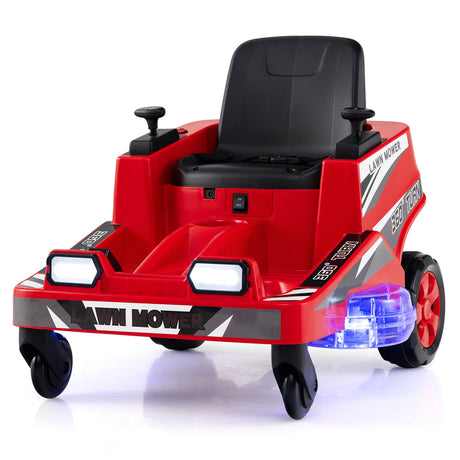 Cortacésped de 12 V para niños con joysticks de doble control y luces LED