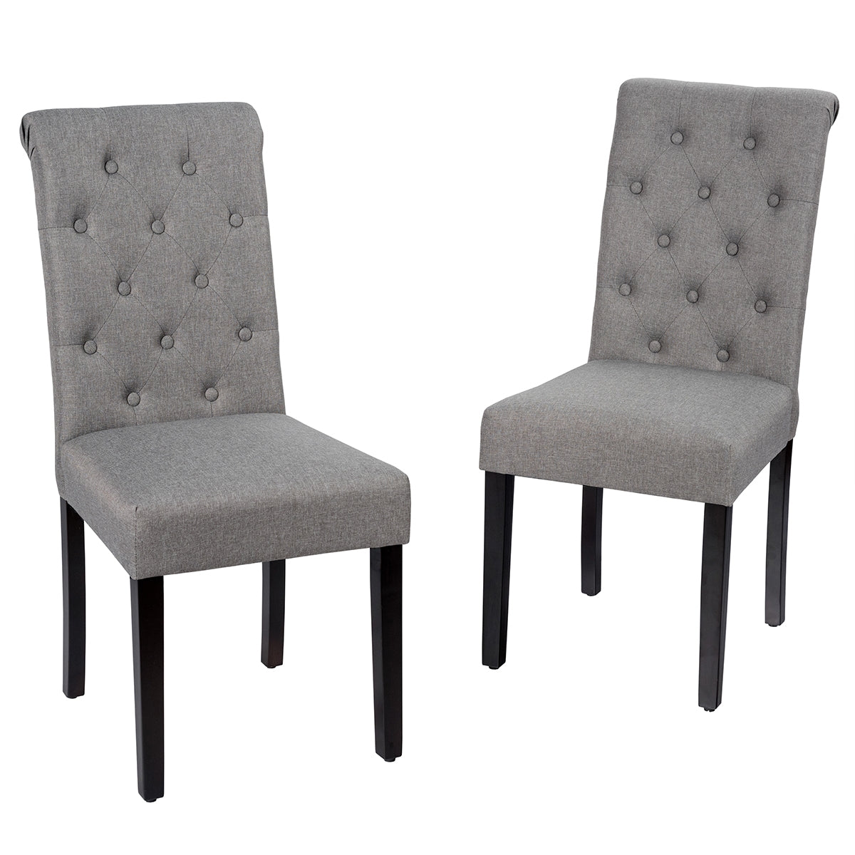 Juego de 2 sillas de comedor tapizadas con almohadillas antideslizantes ajustables