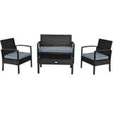 4 Pieces Patio Rattan Cushioned Furniture Set