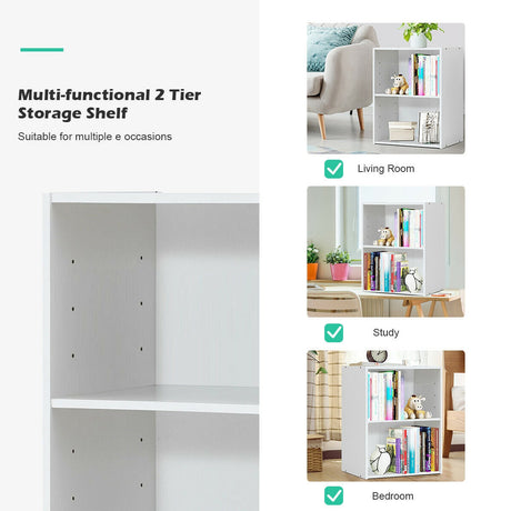 Mueble Expositor Multifuncional de 2 Capas con Gran Capacidad de Almacenamiento - Blanco