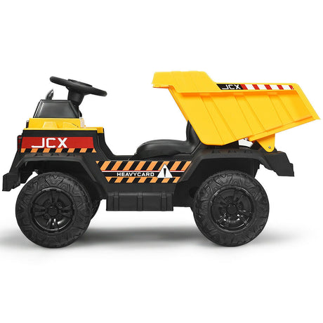 Camión volquete eléctrico para niños de 12 V con batería y balde volquete - Amarillo