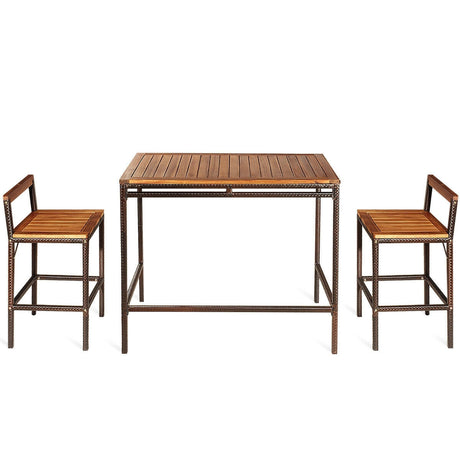 Juego de muebles de comedor de 3 piezas de ratán y mimbre para patio