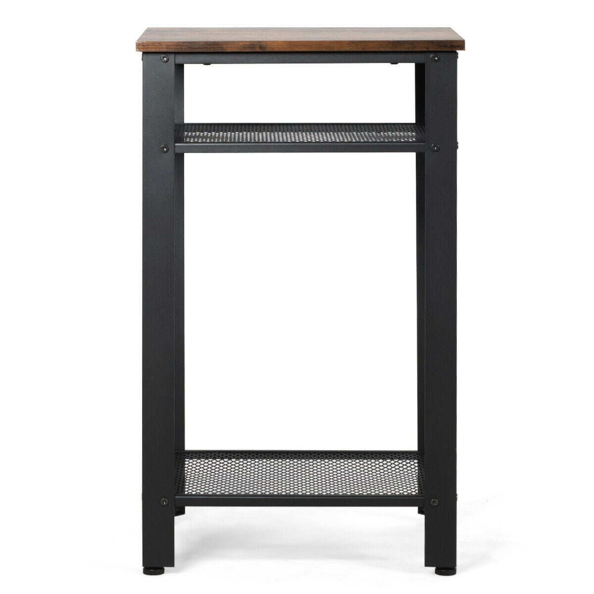 Mesa Auxiliar Industrial de 3 Niveles con Estantes de Almacenamiento de Malla Metálica