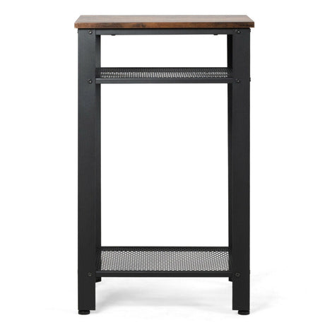 Mesa Auxiliar Industrial de 3 Niveles con Estantes de Almacenamiento de Malla Metálica