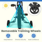 Bicicleta infantil de 12/14/16/18 pulgadas con ruedas de entrenamiento extraíbles y asiento ajustable para niños de 3 a 8 años, azul marino
