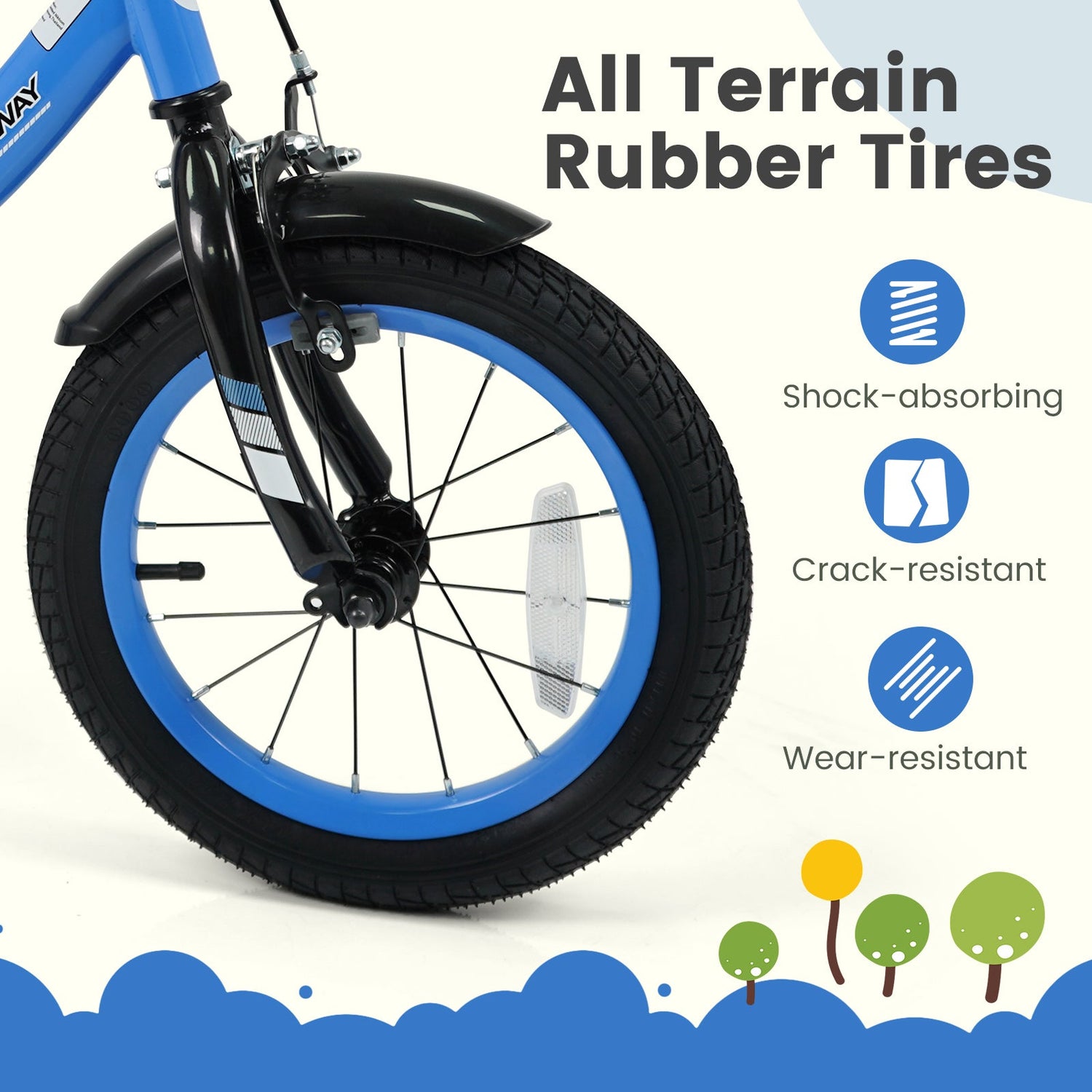 Bicicleta infantil de 12/14/16/18 pulgadas con ruedas de entrenamiento extraíbles y asiento ajustable para niños de 3 a 8 años, azul marino