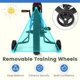 Bicicleta infantil de 12/14/16/18 pulgadas con ruedas de entrenamiento extraíbles y asiento ajustable para niños de 3 a 8 años, azul marino