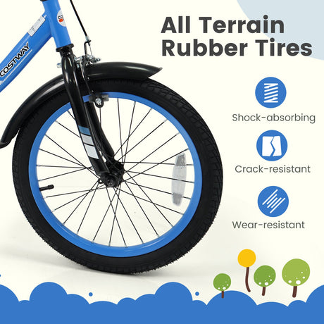 Bicicleta infantil de 12/14/16/18 pulgadas con ruedas de entrenamiento extraíbles y asiento ajustable para niños de 3 a 8 años, azul marino