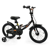 Bicicleta infantil de 12/14/16/18 pulgadas con ruedas de entrenamiento extraíbles y asiento ajustable para niños de 3 a 8 años, color negro