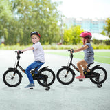 Bicicleta infantil de 12/14/16/18 pulgadas con ruedas de entrenamiento extraíbles y asiento ajustable para niños de 3 a 8 años, color negro