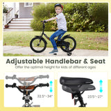 Bicicleta infantil de 12/14/16/18 pulgadas con ruedas de entrenamiento extraíbles y asiento ajustable para niños de 3 a 8 años, color negro