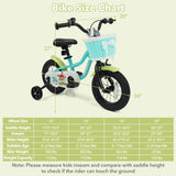 12/14/16 Inch Kids Bike with Training Wheels and Basket Green Color