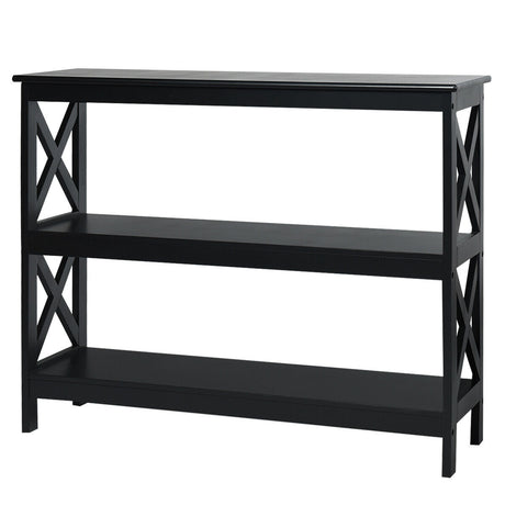 Mesa auxiliar decorativa de sofá con diseño en X y 3 niveles