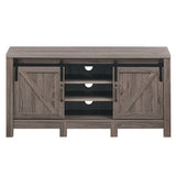 Mueble para TV de 55 pulgadas con puertas corredizas estilo granero y estantes ajustables