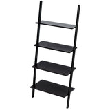 Multipurpose 4-Tier Industrial Leaning Wall Bookcase with Metal Frame