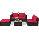 Juego de muebles de ratán para patio de 5 piezas