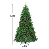 Árbol de Navidad Preiluminado con Bisagras de 2,29 m con 550 Luces LED y Soporte de Metal Robusto