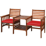 Juego de 3 piezas de mesa y sillas de patio para exteriores, loveseat de madera de acacia